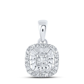 Sterling Silver Round Diamond P3 Gift Cushion Pendant 1/8 Cttw - Splendid Jewellery