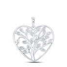 Sterling Silver Round Diamond Heart Pendant 1/12 Cttw - Splendid Jewellery