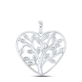 Sterling Silver Round Diamond Heart Pendant 1/12 Cttw - Splendid Jewellery