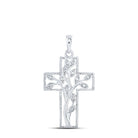 Sterling Silver Round Diamond Cross Pendant 1/12 Cttw - Splendid Jewellery