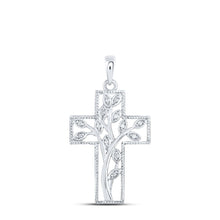 Load image into Gallery viewer, Sterling Silver Round Diamond Cross Pendant 1/12 Cttw - Splendid Jewellery