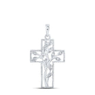 Sterling Silver Round Diamond Cross Pendant 1/12 Cttw - Splendid Jewellery