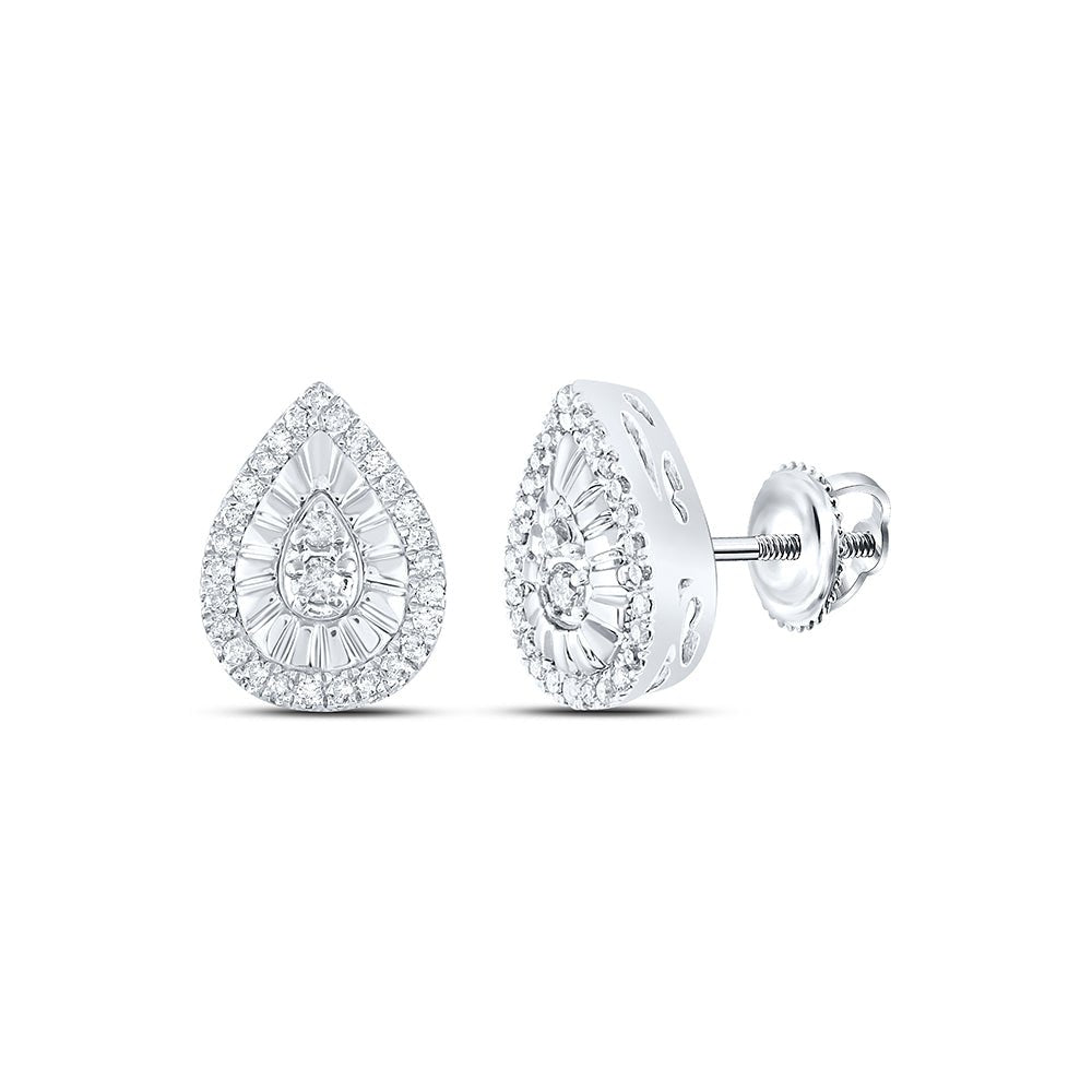 Round Diamond Earrings in Sterling Silver with Fine Detail - Splendid Jewellery