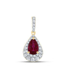 14K Yellow Gold Pear Natural Ruby 6.5x4mm Pendant 1/5 Cttw - Splendid Jewellery