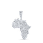 Sterling Silver Round Diamond P1 Africa Map Charm Pendant 1 Cttw - Splendid Jewellery