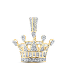 Load image into Gallery viewer, 10K Yellow Gold Round Diamond Crown Charm Pendant 7/8 Cttw - Splendid Jewellery