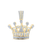 10K Yellow Gold Round Diamond Crown Charm Pendant 7/8 Cttw - Splendid Jewellery