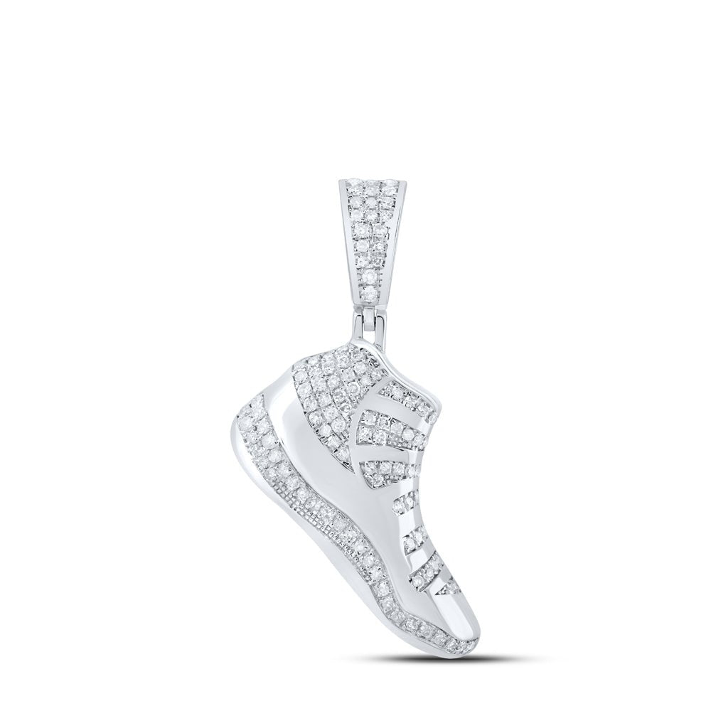 Sterling Silver Round Diamond Shoe Pendant 1/2 Cttw - Splendid Jewellery