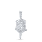 Sterling Silver Round Diamond Rose Pendant 1 Cttw - Splendid Jewellery