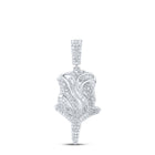 Sterling Silver Round Diamond Rose Pendant 1 Cttw - Splendid Jewellery