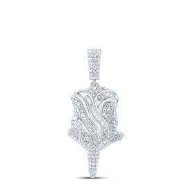 Sterling Silver Round Diamond Rose Pendant 1 Cttw - Splendid Jewellery