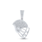 Sterling Silver Round Diamond Sports Helmet Pendant 3/4 Cttw - Splendid Jewellery