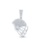 Sterling Silver Round Diamond Sports Helmet Pendant 3/4 Cttw - Splendid Jewellery