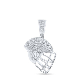 Sterling Silver Round Diamond Sports Helmet Pendant 3/4 Cttw - Splendid Jewellery