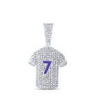 Sterling Silver Baguette Diamond P1 Gift Sports T-Shirt Charm Pendant 1 1/4 Cttw - Splendid Jewellery