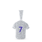 Sterling Silver Baguette Diamond P1 Gift Sports T-Shirt Charm Pendant 1 1/4 Cttw - Splendid Jewellery