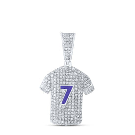Sterling Silver Baguette Diamond P1 Gift Sports T-Shirt Charm Pendant 1 1/4 Cttw - Splendid Jewellery