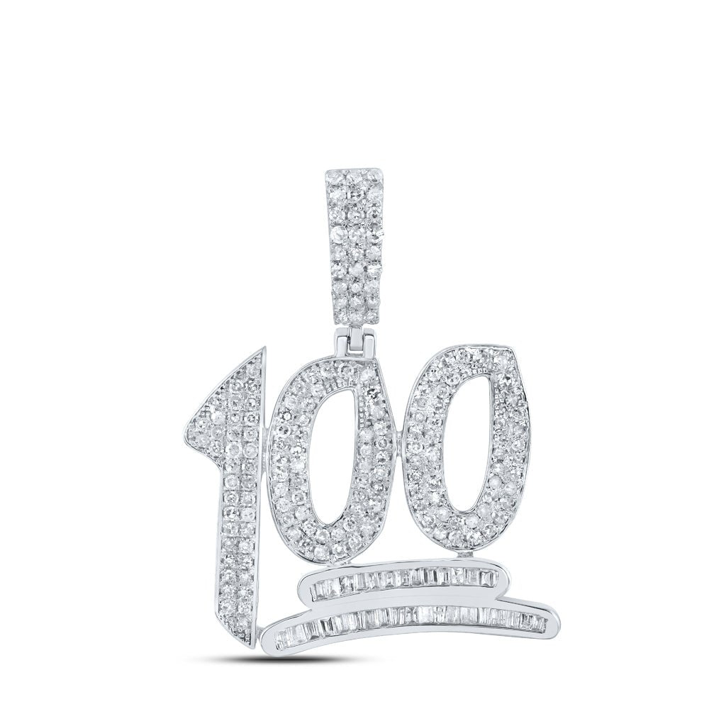 Sterling Silver Round Diamond P1 Gift Sign Symbol Emoji Charm Pendant 7/8 Cttw - Splendid Jewellery