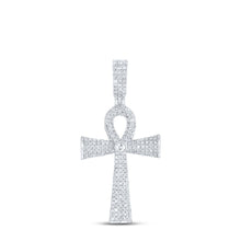 Load image into Gallery viewer, Sterling Silver Round Diamond Ankh Cross Charm Pendant 1 Cttw - Splendid Jewellery