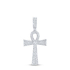 Sterling Silver Round Diamond Ankh Cross Charm Pendant 1 Cttw - Splendid Jewellery