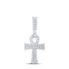 Sterling Silver Baguette Diamond Ankh Cross Pendant 3/4 Cttw - Splendid Jewellery