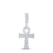 Load image into Gallery viewer, Sterling Silver Baguette Diamond Ankh Cross Pendant 3/4 Cttw - Splendid Jewellery