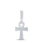 Sterling Silver Baguette Diamond Ankh Cross Pendant 3/4 Cttw - Splendid Jewellery