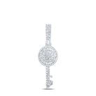 Sterling Silver Round Diamond Key Pendant 3/8 Cttw - Splendid Jewellery