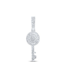 Load image into Gallery viewer, Sterling Silver Round Diamond Key Pendant 3/8 Cttw - Splendid Jewellery