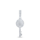 Sterling Silver Round Diamond Key Pendant 3/8 Cttw - Splendid Jewellery