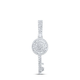 Sterling Silver Round Diamond Key Pendant 3/8 Cttw - Splendid Jewellery