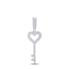 Sterling Silver Round Diamond Heart Key Pendant 5/8 Cttw - Splendid Jewellery