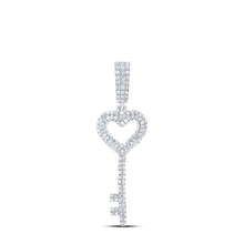 Load image into Gallery viewer, Sterling Silver Round Diamond Heart Key Pendant 5/8 Cttw - Splendid Jewellery