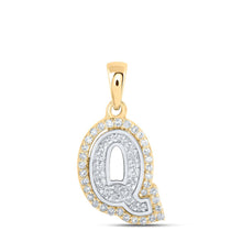 Load image into Gallery viewer, 10K Two - tone Gold Round Diamond Q Initial Letter Pendant 1/6 Cttw - Splendid Jewellery