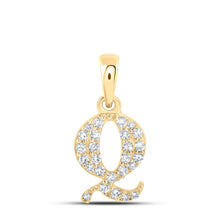 Load image into Gallery viewer, 10K Yellow Gold Round Diamond Q Initial Letter Pendant 1/10 Cttw - Splendid Jewellery