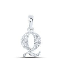 Load image into Gallery viewer, 10K White Gold Round Diamond Q Initial Letter Pendant 1/10 Cttw - Splendid Jewellery