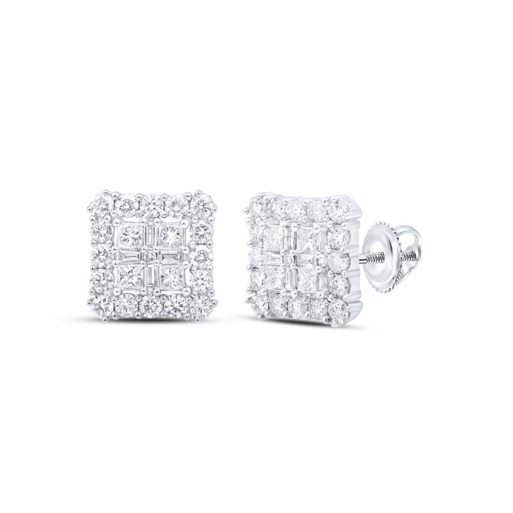 10K White Gold Round Diamond Earrings - Splendid Jewellery