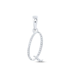 Load image into Gallery viewer, 10K White Gold Round Diamond Q Initial Letter Pendant 1/10 Cttw - Splendid Jewellery