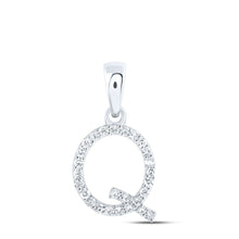 Load image into Gallery viewer, 10K White Gold Round Diamond Q Initial Letter Pendant 1/8 Cttw - Splendid Jewellery