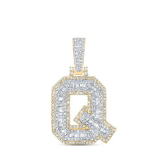 Load image into Gallery viewer, 10K Yellow Gold Baguette Diamond Initial "Q" Charm Pendant 3/4 Cttw - Splendid Jewellery