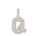 10K Yellow Gold Baguette Diamond Initial "Q" Charm Pendant 3/4 Cttw - Splendid Jewellery