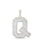 10K Yellow Gold Baguette Diamond Initial "Q" Charm Pendant 6 7/8 Cttw - Splendid Jewellery