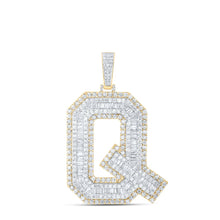 Load image into Gallery viewer, 10K Yellow Gold Baguette Diamond Initial "Q" Charm Pendant 6 7/8 Cttw - Splendid Jewellery
