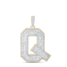 10K Yellow Gold Baguette Diamond Initial 