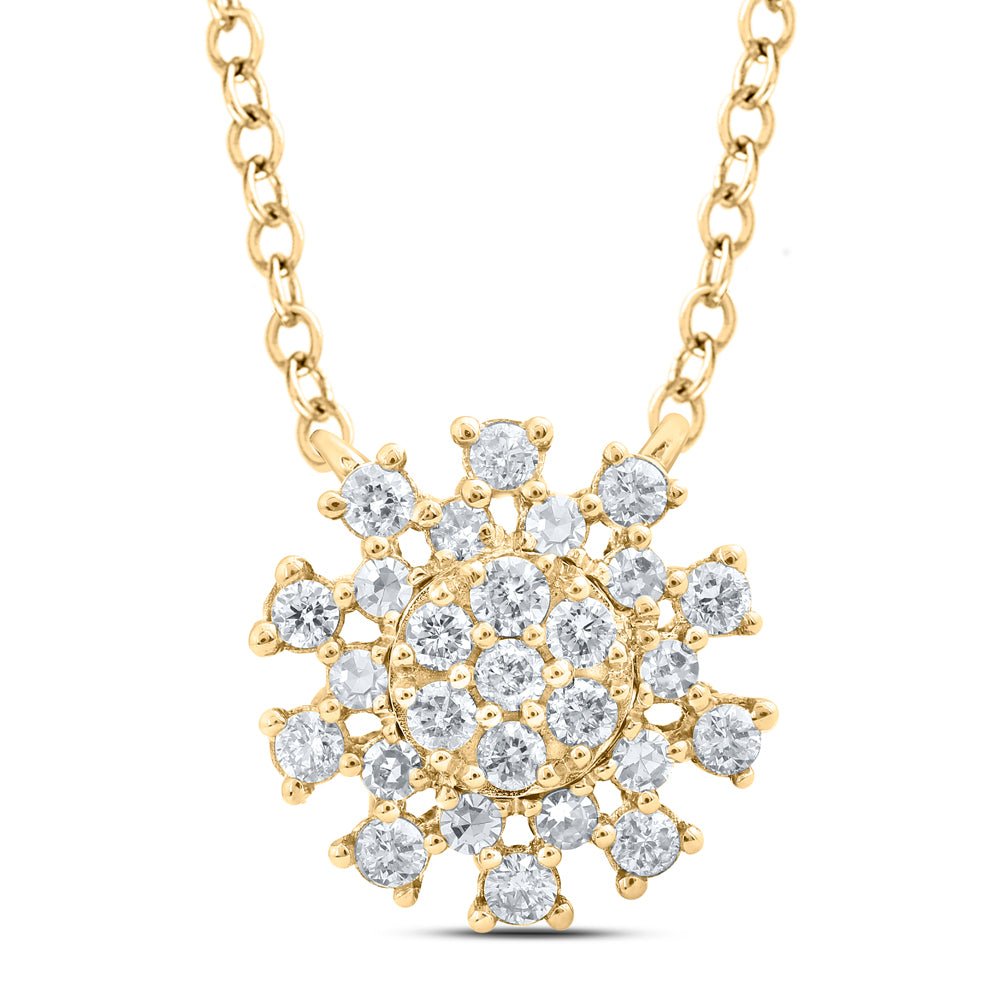 14K Yellow Gold Round Diamond Nke Necklace 1/5 Cttw - Splendid Jewellery