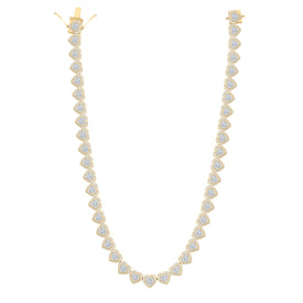 10K Yellow Gold Round Diamond Fashion Necklace(18 Inch) 81/2 Cttw - Splendid Jewellery