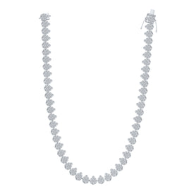 10K White Gold Round Diamond Womens 18 - Inch Teardrop Link Necklace 6 - 6 1/2 Cttw - Splendid Jewellery