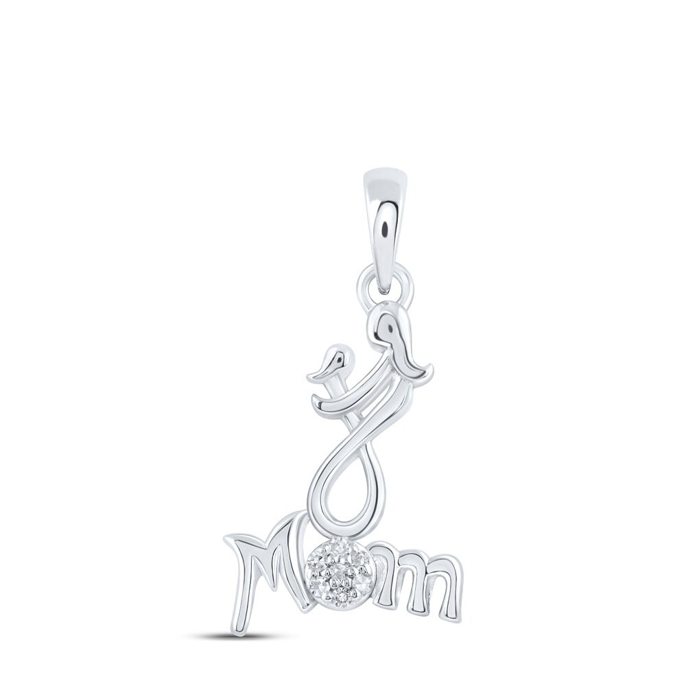 Sterling Silver Round Diamond Mom Pendant 0.03 Cttw - Splendid Jewellery