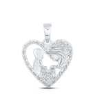 Sterling Silver Round Diamond Mom Heart Pendant 1/12 Cttw - Splendid Jewellery