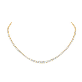 14K Yellow Gold Round Diamond Necklace (16 Inch) 7 1/5 Cttw - Splendid Jewellery